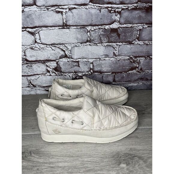 Sperry Moc-Sider Ivory Nylon Flatform Quilted SlipOn Boat Shoes Men 7.5M US/40EU - Picture 12 of 16